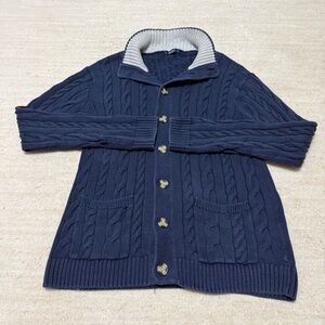 Gant Rugger Shawl Collar Cable Knit Cardigan Sweater Blue Men's M Grandpa Prep